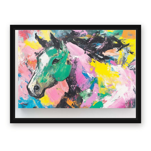 Colored Horse Art – with Premium Black wood frame