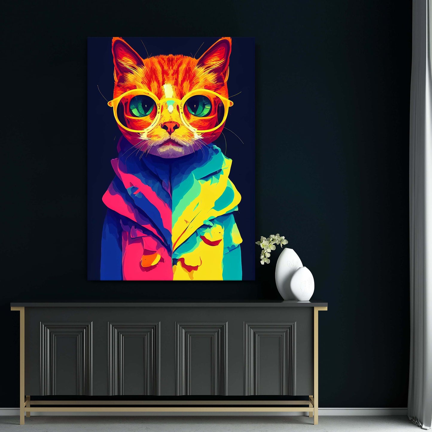 Colorful Cartoon Cat Wall Art