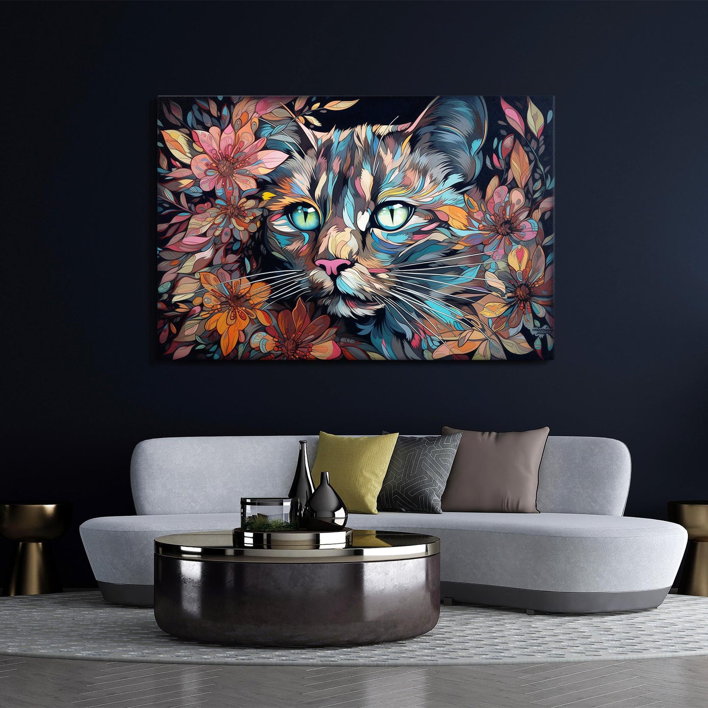 Colorful Cat Face Wall Art