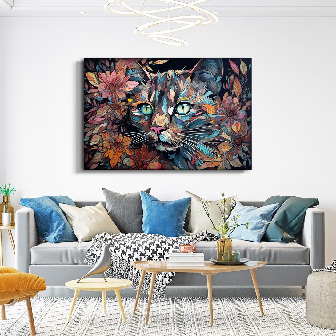 Colorful Cat Face Wall Art