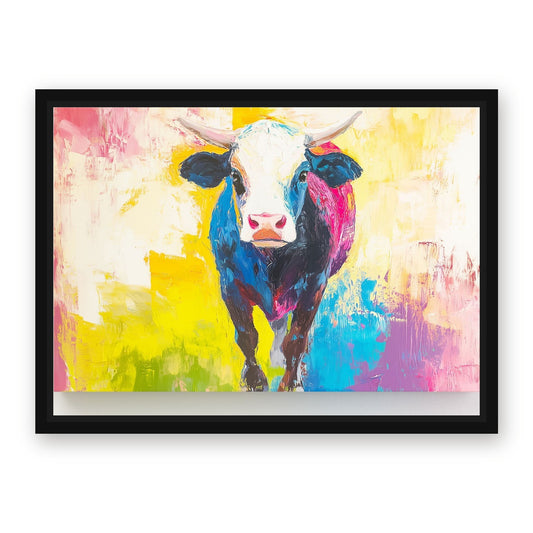 Colorful Cow Prints – with Premium Black wood frame