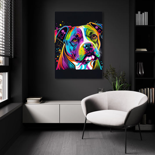 Colorful Dog Art — pop art canvas print in blue tones, view 3
