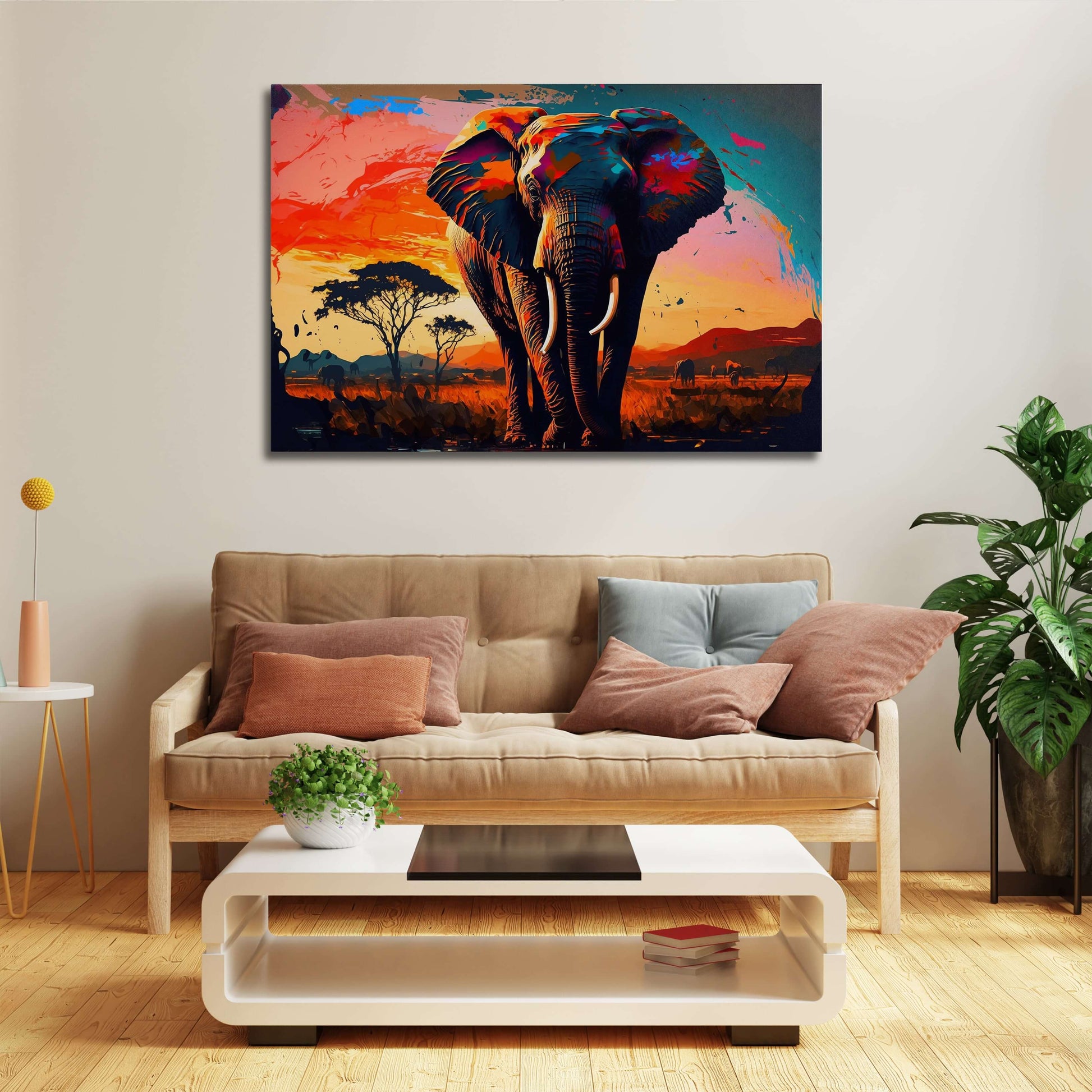 Colorful Elephant Canvas Art
