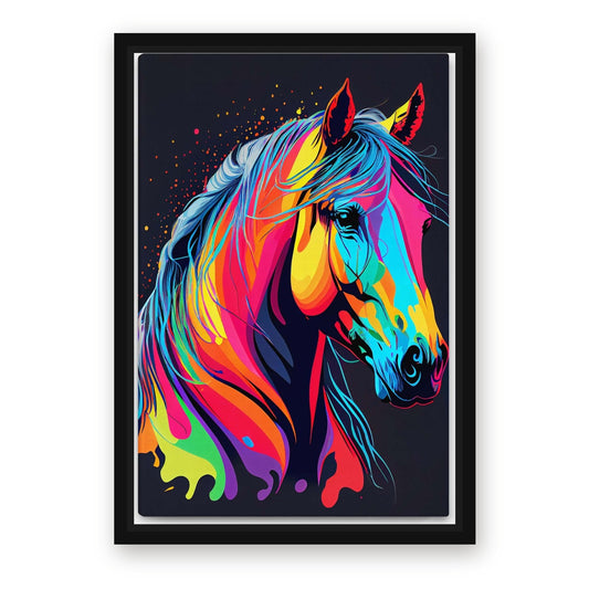 Colorful Horse Wall Art – with Premium Black wood frame