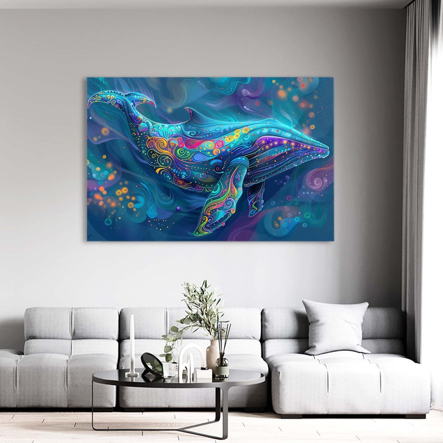Colorful Mystical Whale Art