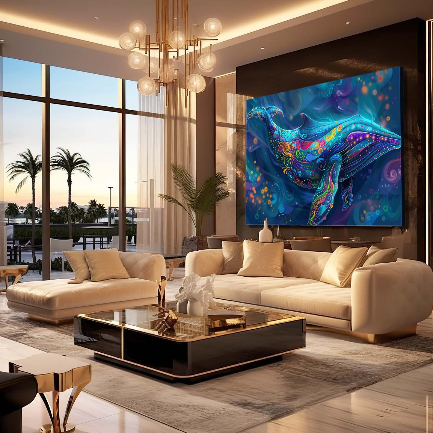 Colorful Mystical Whale Art