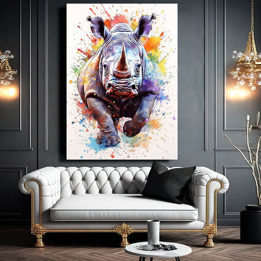 Colorful Rhinoceros Wall Art