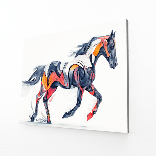Colorful Serene Horse Prints – angled canvas view on white background