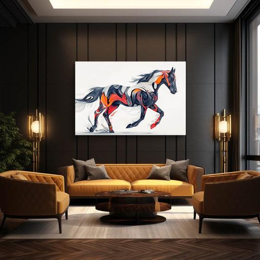 Colorful Serene Horse Prints – angled canvas view on white background