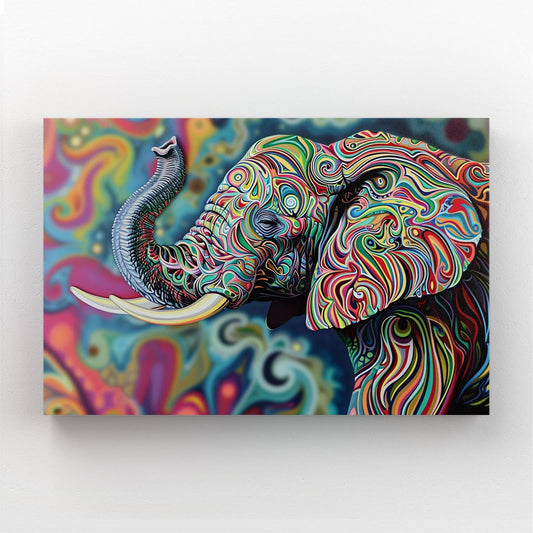 Colorful Swirl Elephant Art