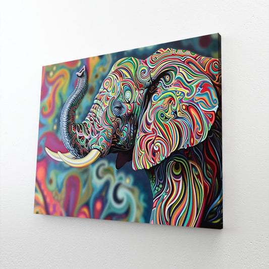 Colorful Swirl Elephant Art