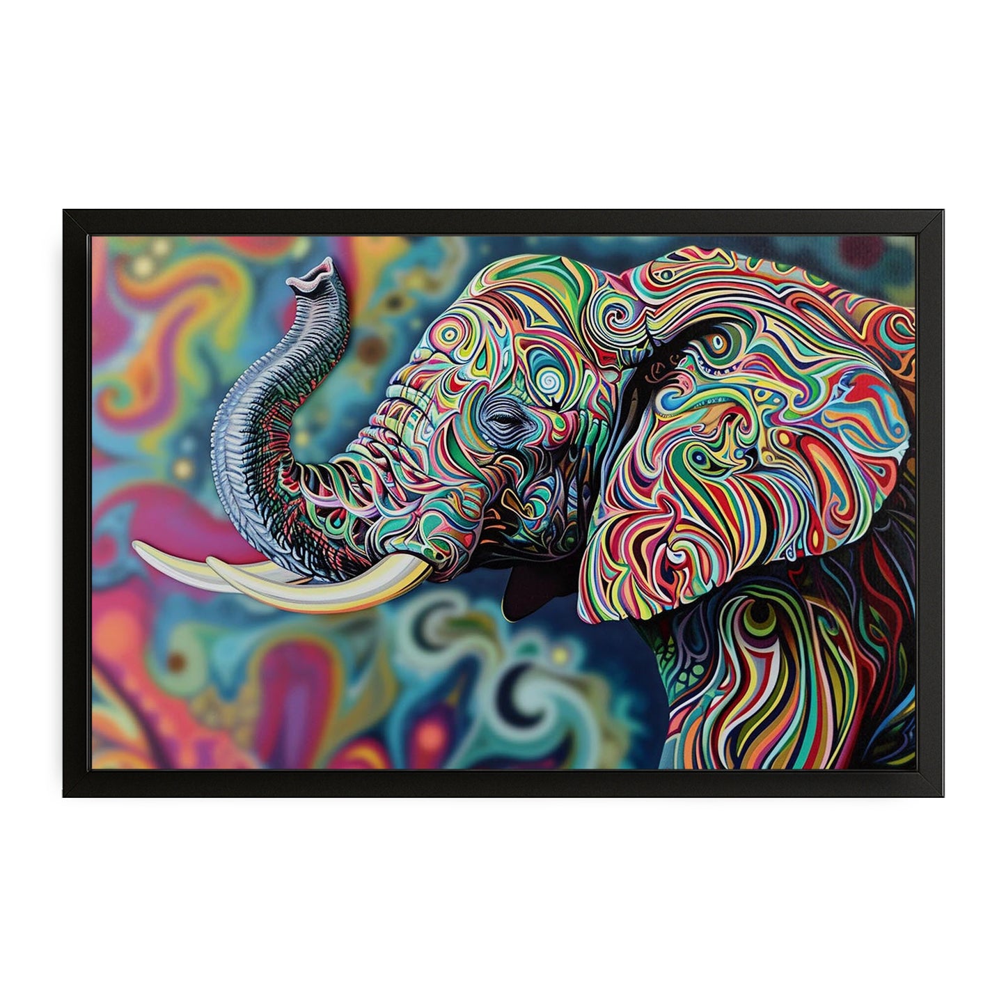 Colorful Swirl Elephant Art
