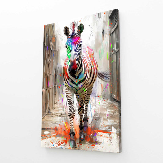 Colorful Zebra Prints – angled canvas view on white background