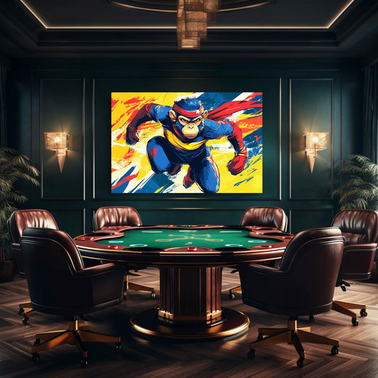 Comic Hero Dash Monkey Canvas – styled in a furnished interior