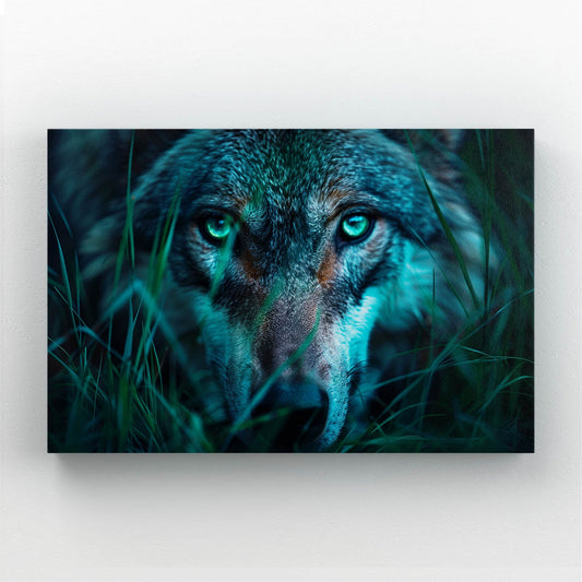Cool Wolf Art — landscape canvas print in blue tones, canvas print on white background