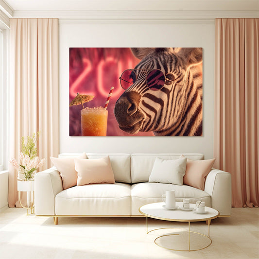 Cool Zebra Canvas Art – styled in a furnished interior