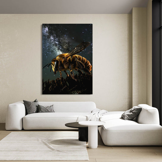 Cosmic Bee Art — 3d canvas print in brown tones, view 3