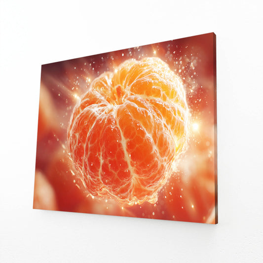 Cosmic Peeled Orange Fruit Prints – angled canvas view on white background