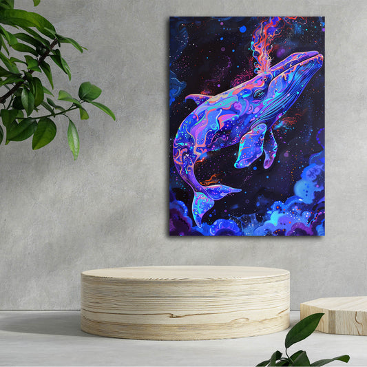 Cosmic Space Whale Art — abstract canvas print in blue tones, view 3