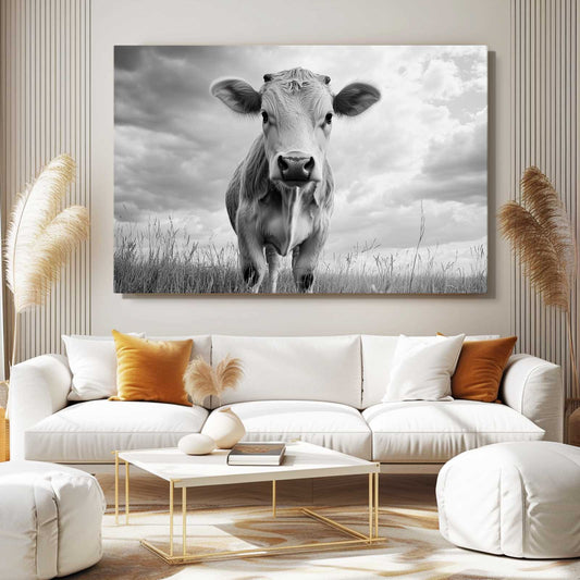 Cow Canvas Art – angled canvas view on white background