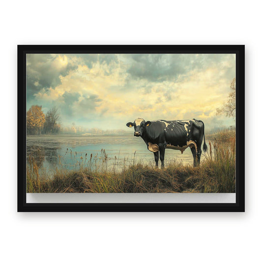 Cow Canvas – with Premium Black wood frame