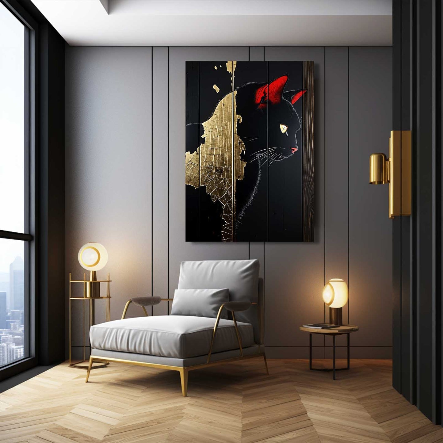 Cracked Gold Shadow Cat Art