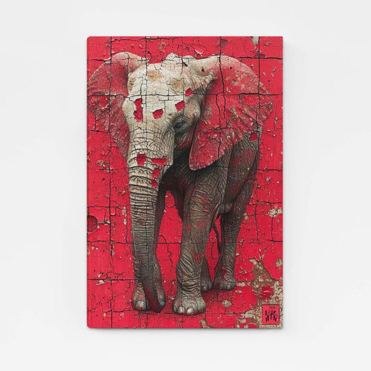 Cracked Red Elephant Art