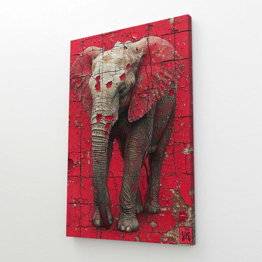 Cracked Red Elephant Art