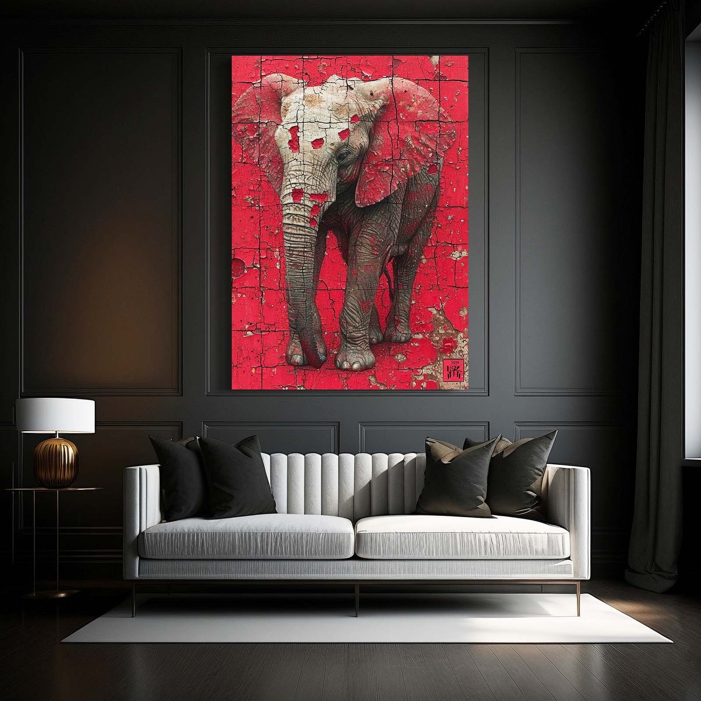 Cracked Red Elephant Art