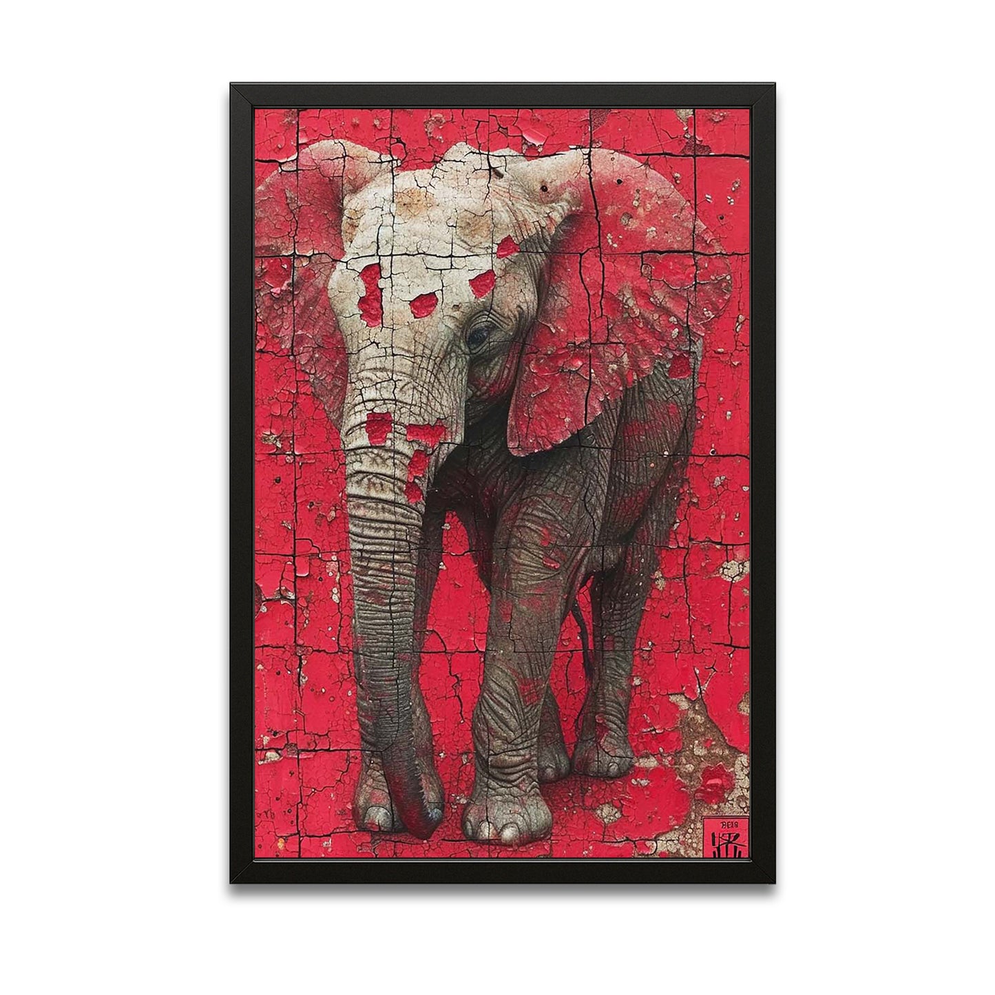 Cracked Red Elephant Art