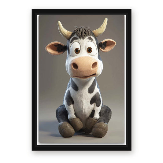 Cute Cow Canvas Art – with Premium Black wood frame