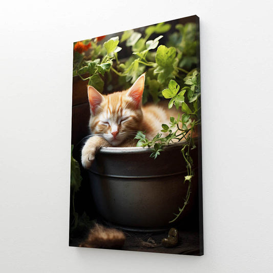 Cute Sleeping Cat Wall Art