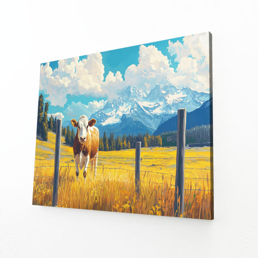 Dairy Cow Art – angled canvas view on white background
