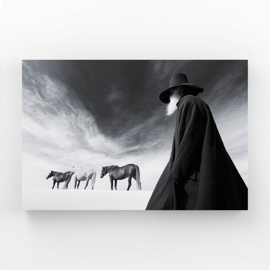 Dark Rider Wall Art Photography – angled canvas view on white background