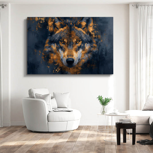 Decor Wolf Art — abstract canvas print in blue tones, view 3