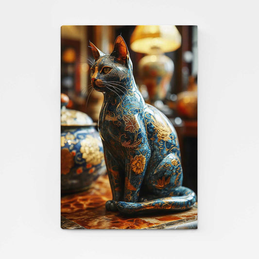 Decorative Cat Wall Art – angled canvas view on white background