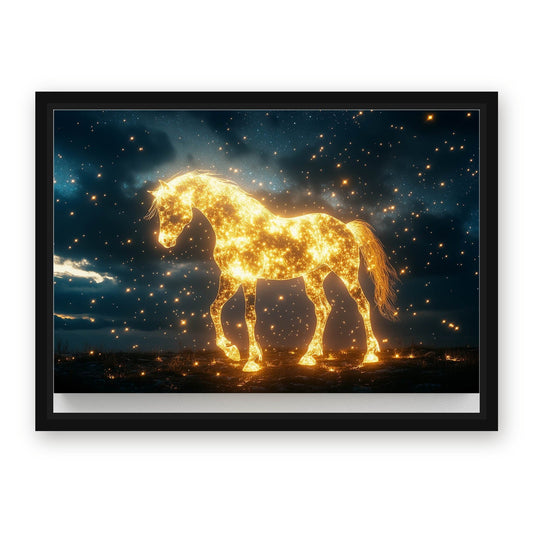 Diamond Horse Wall Art – with Premium Black wood frame