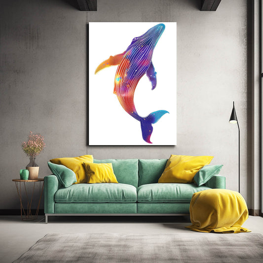 Digital Art Whale — abstract canvas print in white tones, view 3