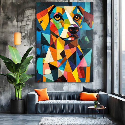 Dog Mosaic Art — abstract canvas print in blue tones, view 3