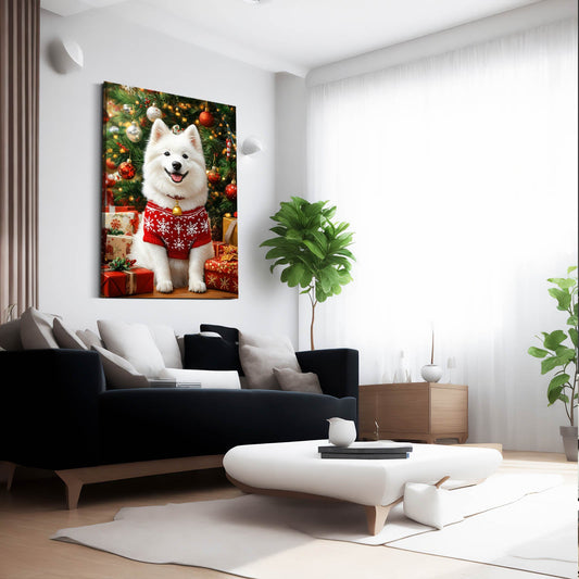 Dog Photo Art — christmas canvas print in red tones, view 3
