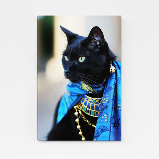 Egyptian Majesty Cat Art – angled canvas view on white background