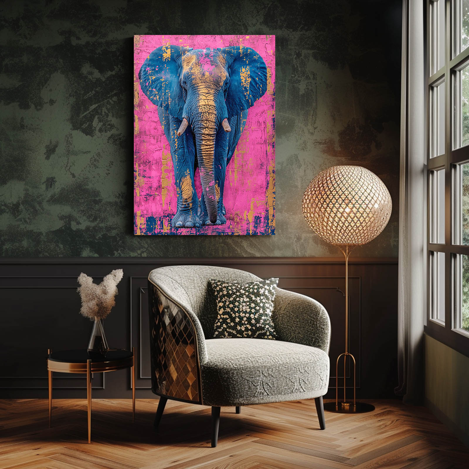 Electric Pink Elephant Art