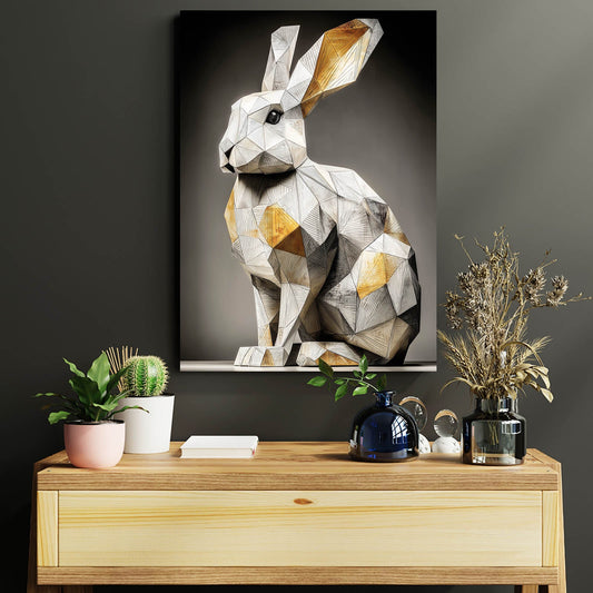 Elegant Bunny Art – angled canvas view on white background