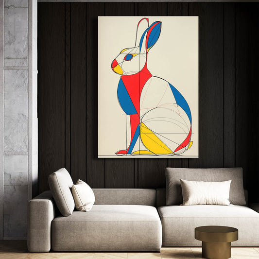 Elegant Bunny Wall Art – angled canvas view on white background
