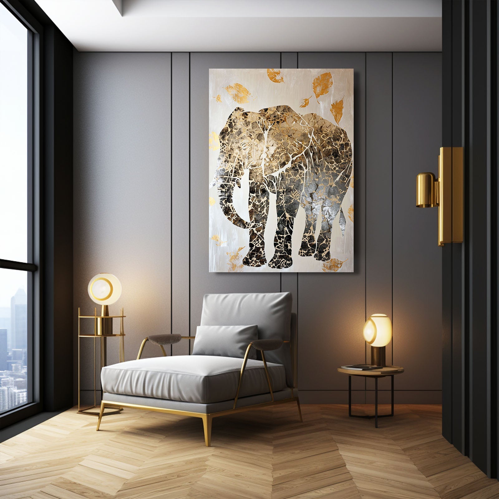Elegant Leaf Elephant Art