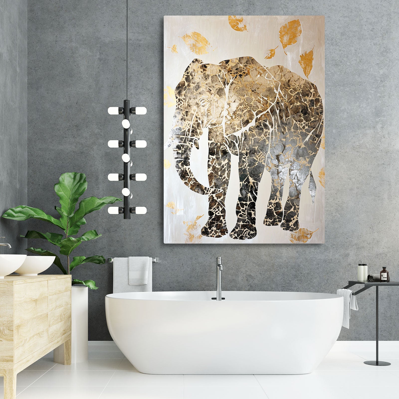 Elegant Leaf Elephant Art