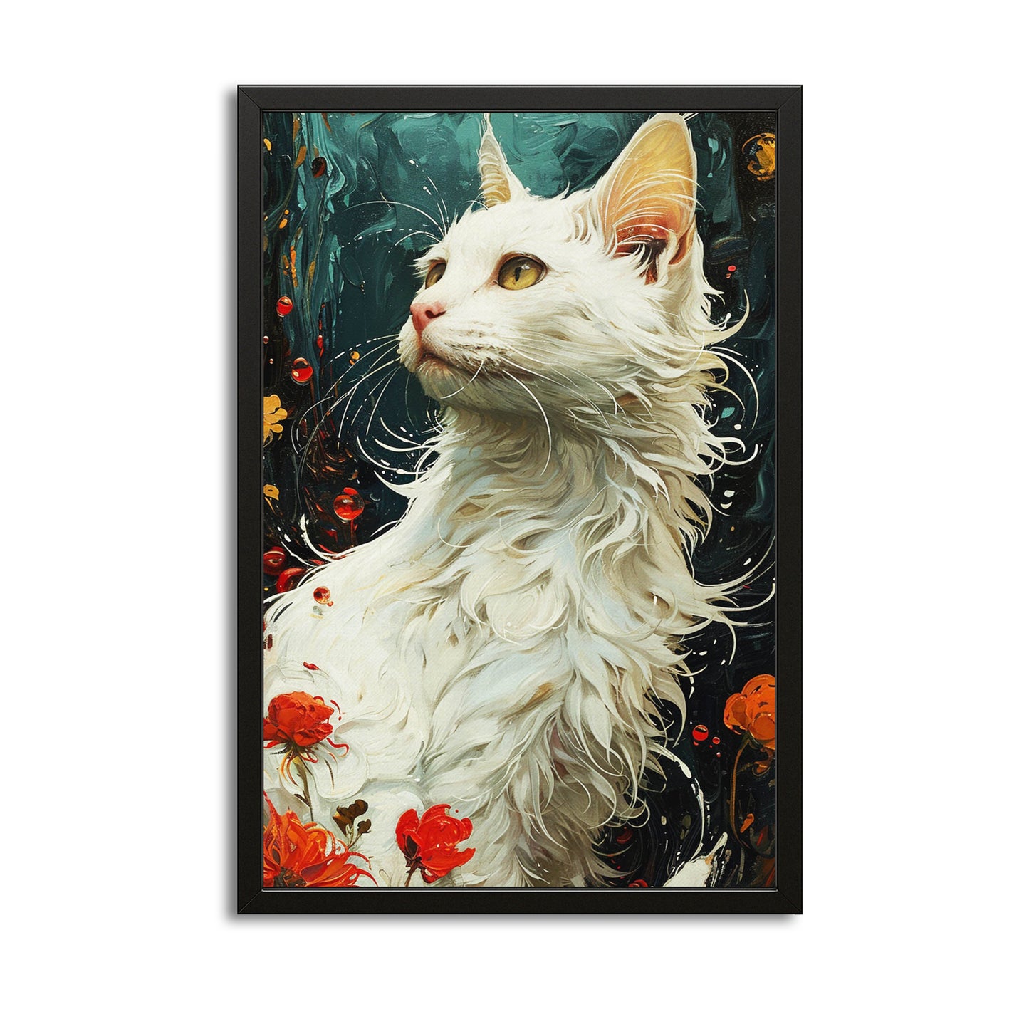 Elegant White Cat Wall Art