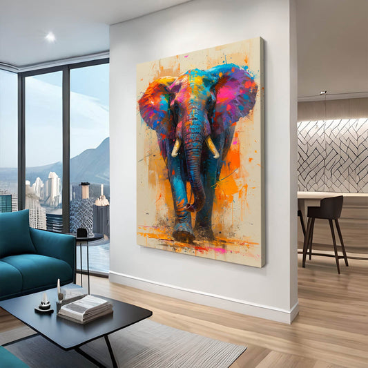 Elephant Abstract Pop Art — abstract canvas print in orange tones, view 3