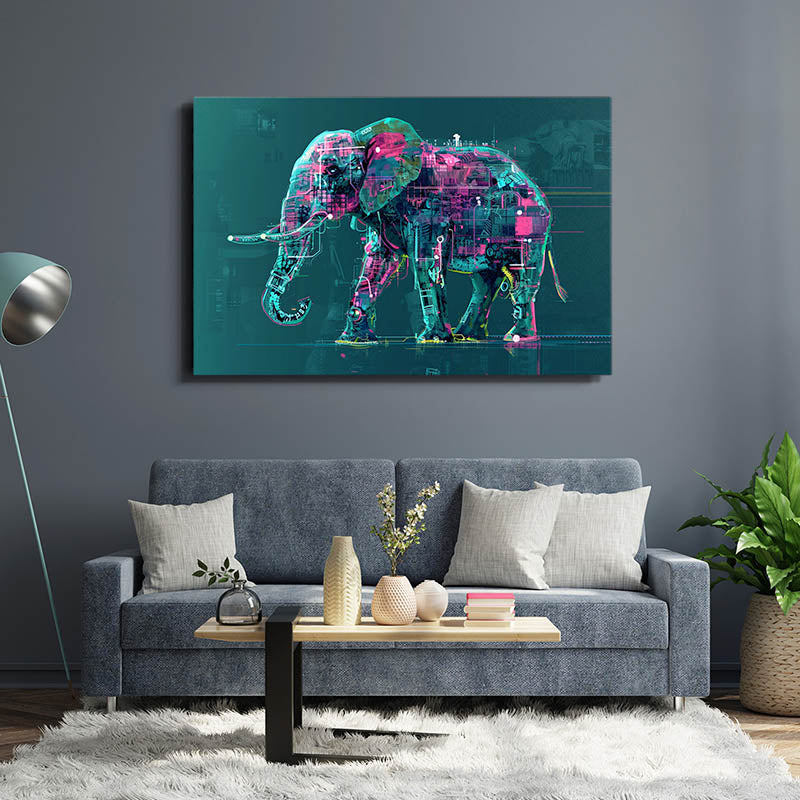 Elephant Cyberpunk Canvas