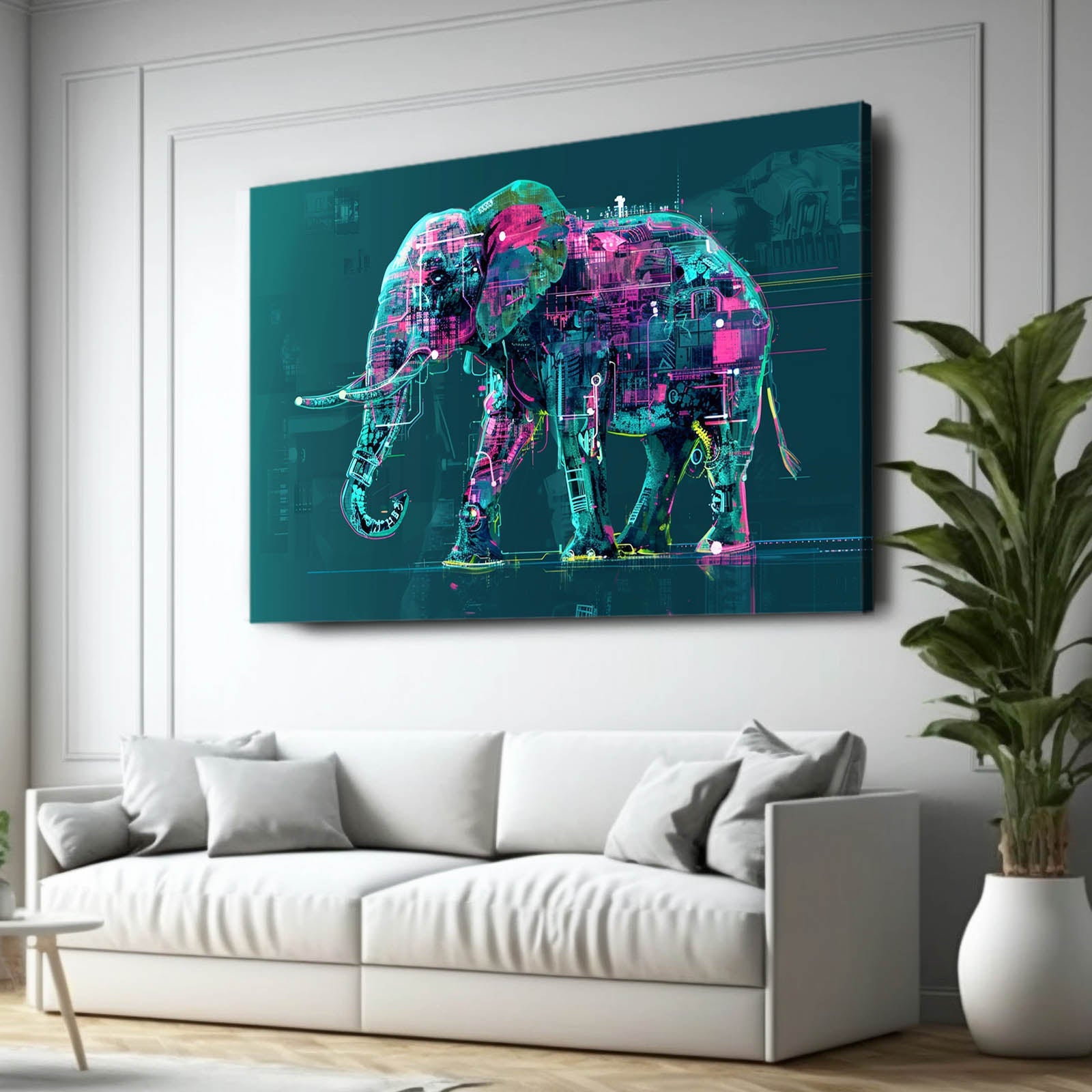 Elephant Cyberpunk Canvas